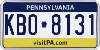 PA license plate KBO8131