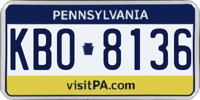 PA license plate KBO8136