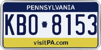 PA license plate KBO8153