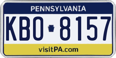 PA license plate KBO8157