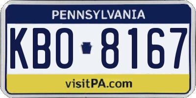 PA license plate KBO8167