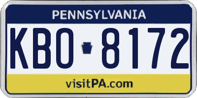 PA license plate KBO8172