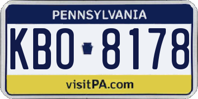 PA license plate KBO8178