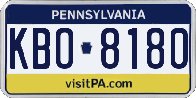 PA license plate KBO8180