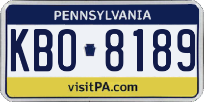 PA license plate KBO8189