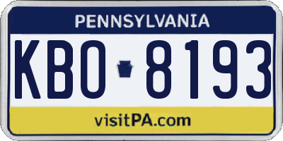 PA license plate KBO8193