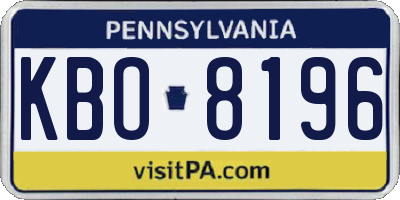 PA license plate KBO8196