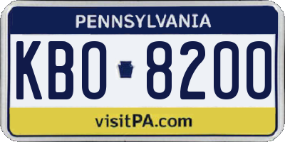 PA license plate KBO8200