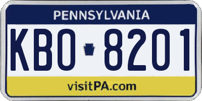 PA license plate KBO8201
