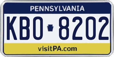 PA license plate KBO8202