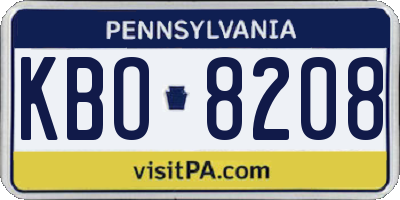 PA license plate KBO8208