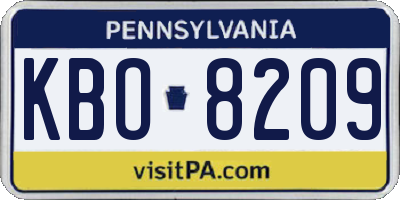 PA license plate KBO8209