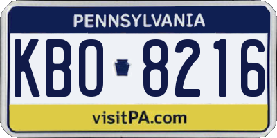 PA license plate KBO8216