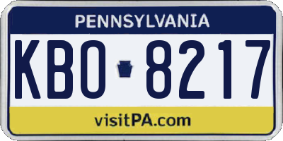 PA license plate KBO8217