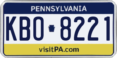 PA license plate KBO8221