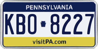 PA license plate KBO8227
