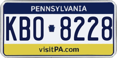 PA license plate KBO8228