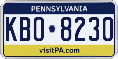 PA license plate KBO8230