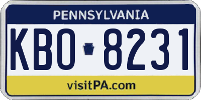 PA license plate KBO8231
