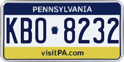 PA license plate KBO8232