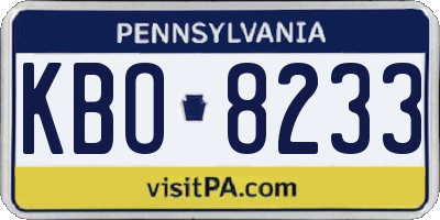 PA license plate KBO8233