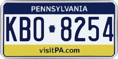 PA license plate KBO8254