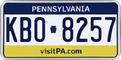 PA license plate KBO8257