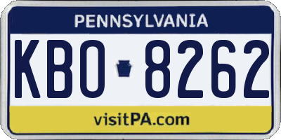 PA license plate KBO8262