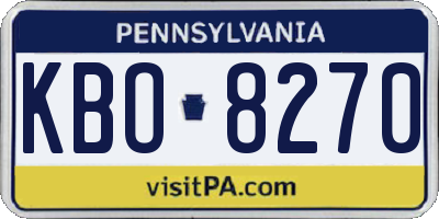 PA license plate KBO8270