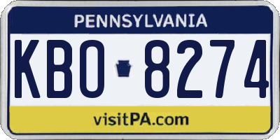 PA license plate KBO8274