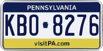 PA license plate KBO8276