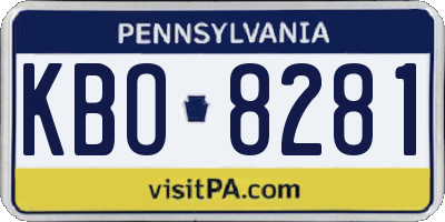PA license plate KBO8281