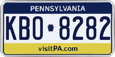 PA license plate KBO8282