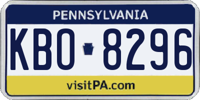 PA license plate KBO8296