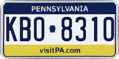 PA license plate KBO8310