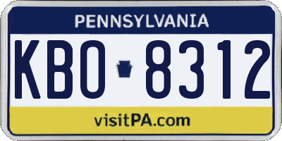 PA license plate KBO8312