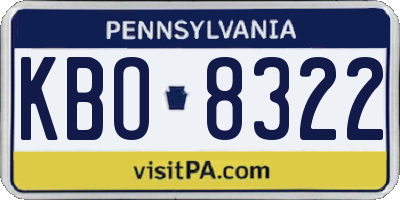 PA license plate KBO8322