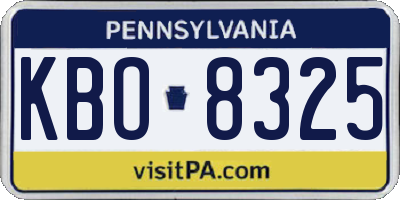 PA license plate KBO8325