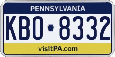 PA license plate KBO8332