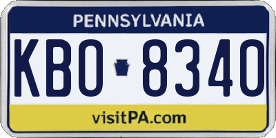 PA license plate KBO8340