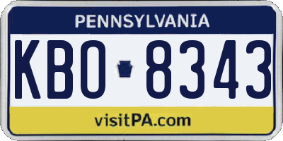 PA license plate KBO8343