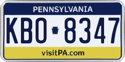 PA license plate KBO8347