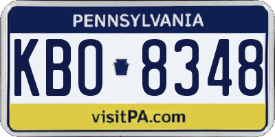PA license plate KBO8348