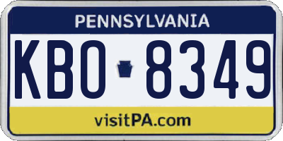 PA license plate KBO8349