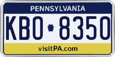 PA license plate KBO8350