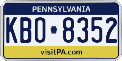 PA license plate KBO8352
