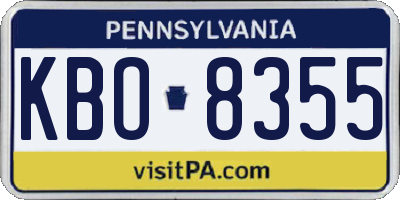 PA license plate KBO8355