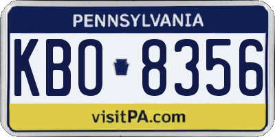 PA license plate KBO8356