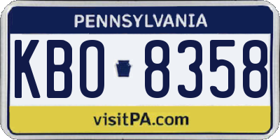 PA license plate KBO8358