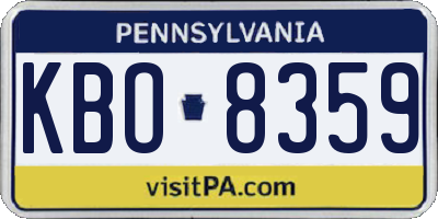 PA license plate KBO8359